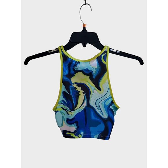 H&M Groovy Keyhole Top Blue/Green Size Small - Picture 2 of 3